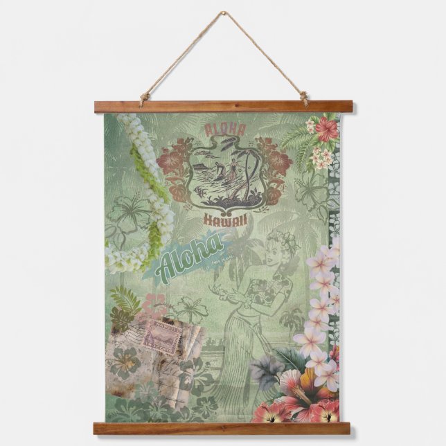 Tapisserie Suspendue Vintage scandale hawaïen Aloha Hula (Recto)