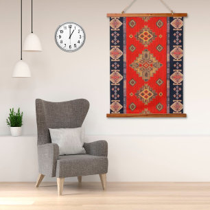 Tapisserie Suspendue Vintage Turc Pale Or Rouge Kilim tapis Mur