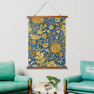 Tapisserie Suspendue Vintage William Morris Cherwell Bleu Art Floral
