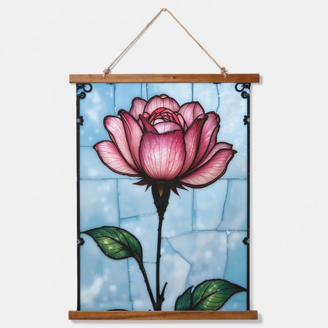 Tapisserie Suspendue Vitrail rose rose (Recto)