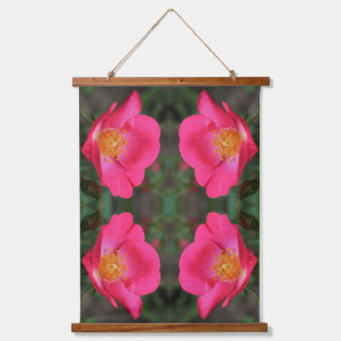 Tapisserie Suspendue Vivid Pétales rose Miroir Art Floral Abstrait