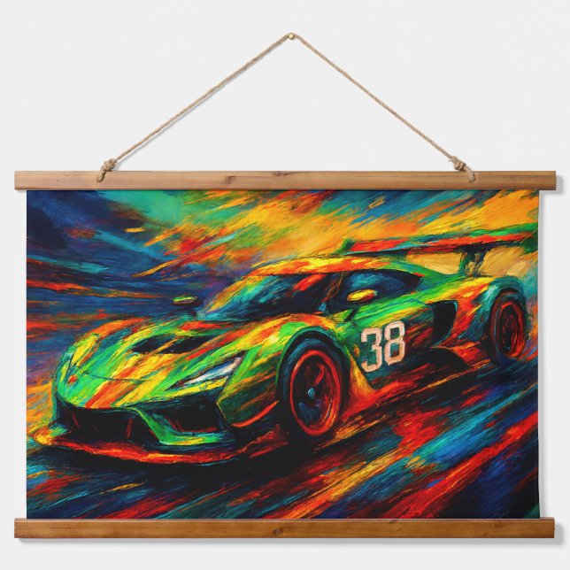 Tapisserie Suspendue voiture de course hyper stylisée (Devant)