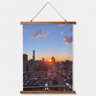 Tapisserie Suspendue Vue artistique de la ville de New York au coucher 