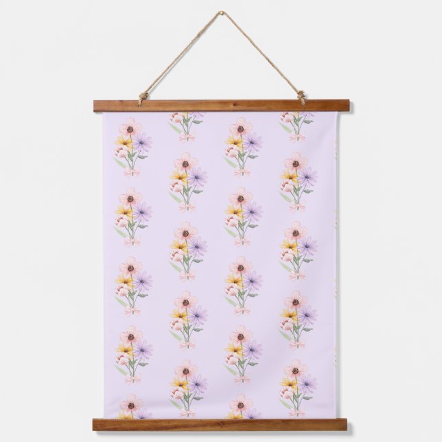 Tapisserie Suspendue Watercolor floral bouquet girly preppy (Recto)