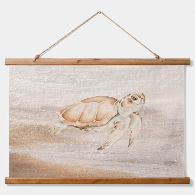 Tapisserie Suspendue Watercolor Sea Turtle Wildlife Art (Devant)