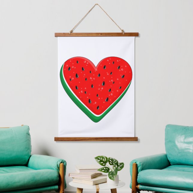 Tapisserie Suspendue Watermelon Heart Valentine's Day Free Palestine (Salon)