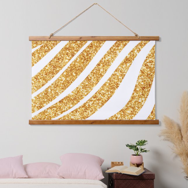 Tapisserie Suspendue Wave Sea Gold Parties scintillant Boho Popular Col (Chambre à coucher)
