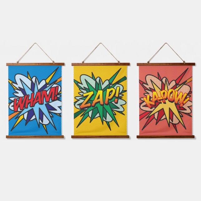 Tapisserie Suspendue WHAM ZAP KAPOW Comic Book Modern (Tripler)
