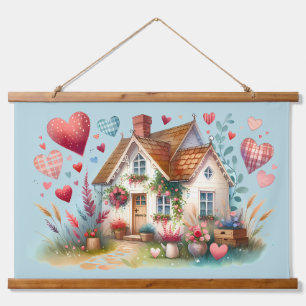 Tapisserie Suspendue Whimsical Cottagecore Heart House Art