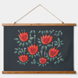 Tapisserie Suspendue Whimsical Red Tulips Floral Art - Printemps Abstra