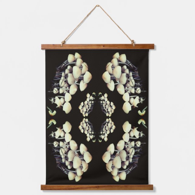 Tapisserie Suspendue White Wild Mushrooms Abstract Nature Pattern     (Recto)