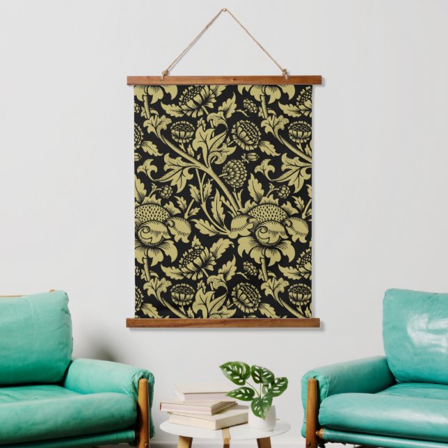 Tapisserie Suspendue William Morris Gold et Black Floral (Salon)