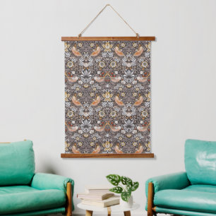 Tapisserie Suspendue William Morris Strawberry Thief Charbon de Bois Oc