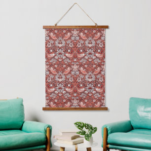 Tapisserie Suspendue William Morris Strawberry Thief Oiseau en Terracot