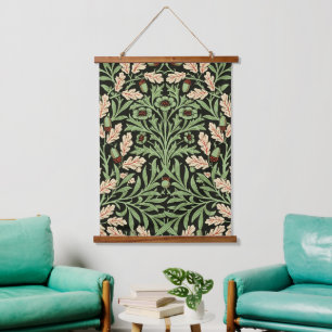 Tapisserie Suspendue William Morris Vintage Chêne Noir Rouge Motif