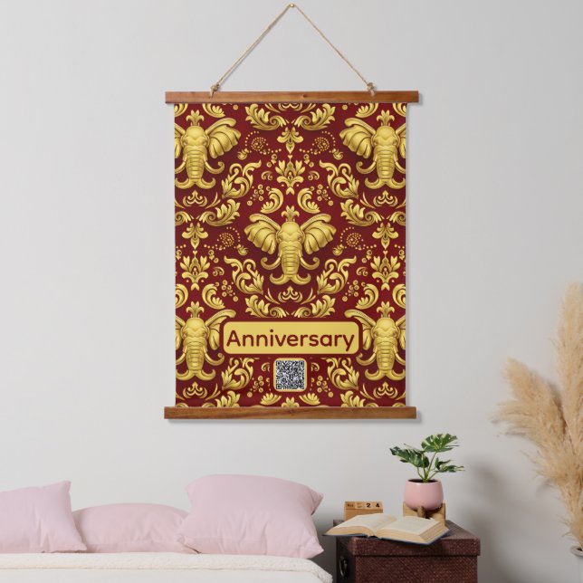 Tapisserie Suspendue Wisdom & Prosperity: The Regal Elephant Symbol Wal (Chambre à coucher)