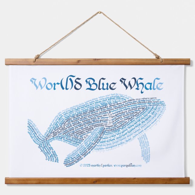 Tapisserie Suspendue World Word Blue Whale Tapestry (Devant)