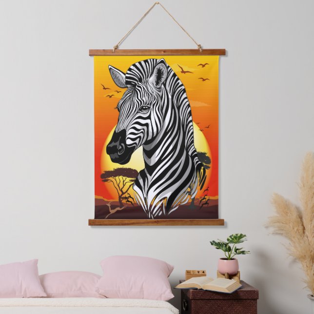 Tapisserie Suspendue Zebra African Savanna Wild Animal (Chambre à coucher)