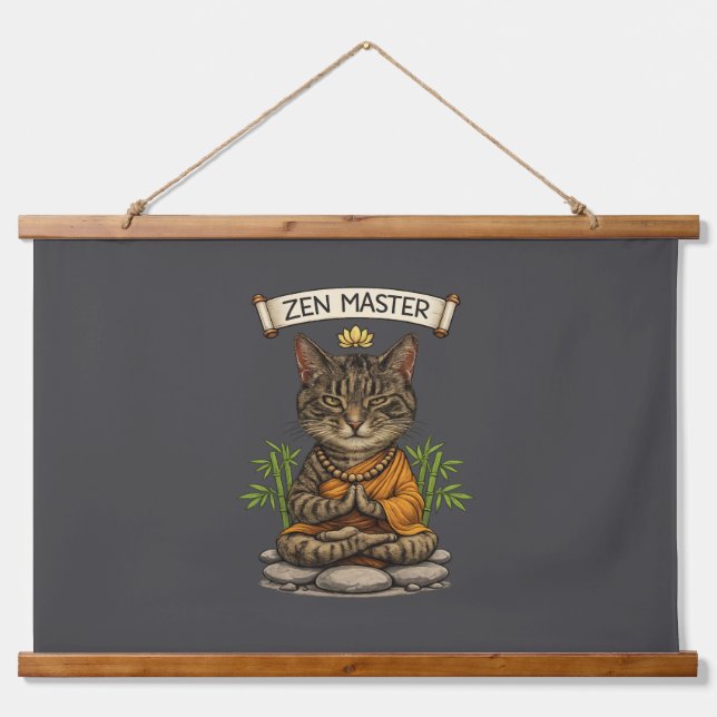 Tapisserie Suspendue Zen Master Cat Funny Chill Gray Tabby Cat Gift  (Devant)