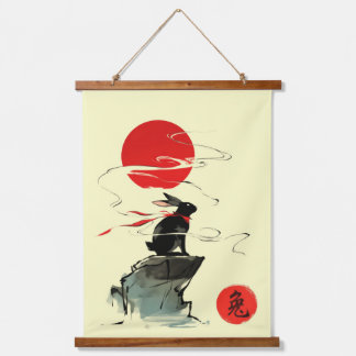 Tapisserie Suspendue zodiac Rabbit art encre sumi-e