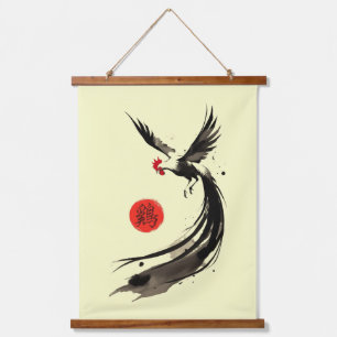 Tapisserie Suspendue zodiac rose art sumi-e