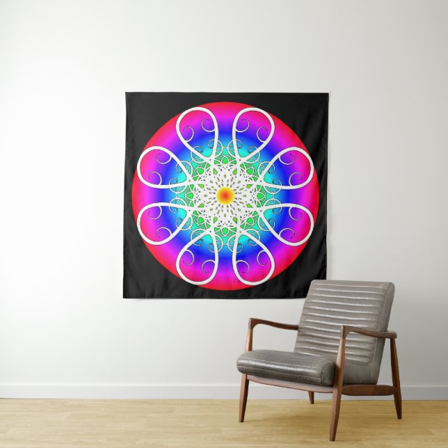 Tapisserie Triptyque Fleurs Abstraites (En situation)