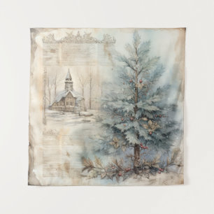 Tapisserie vintage Blue Christmas Tree