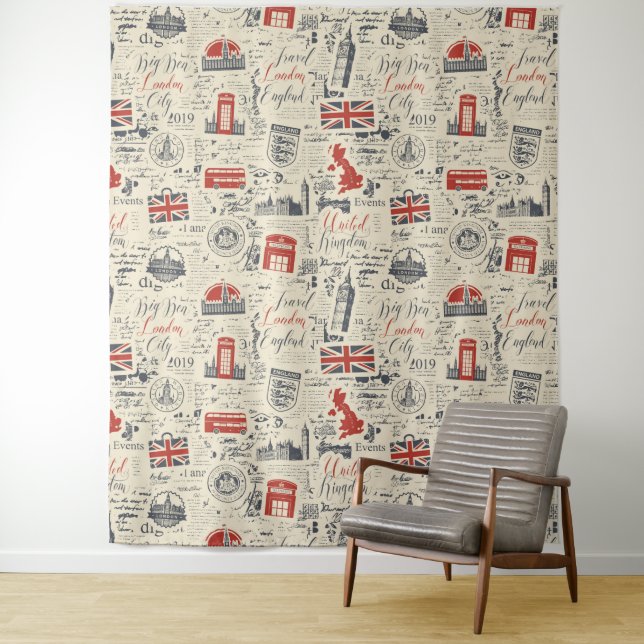 Tapisserie vintage de Londres (En situation)