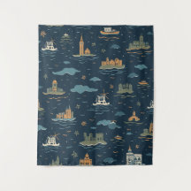 Tapisseries de design de voyage vintage