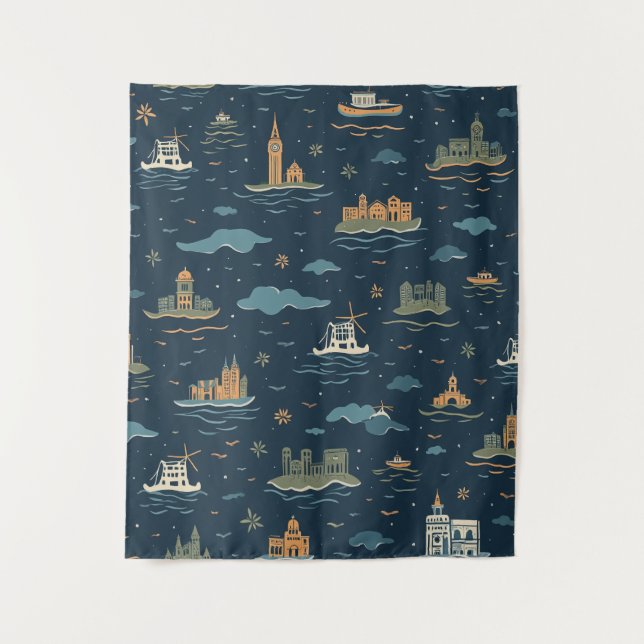 Tapisseries de design de voyage vintage (Devant)