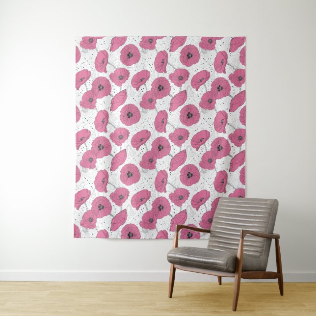 Tapisseries Motifs de fleurs de pavot (En situation)