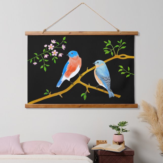 Tapisseries murales à dessus en bois noir avec mer (Chambre à coucher)