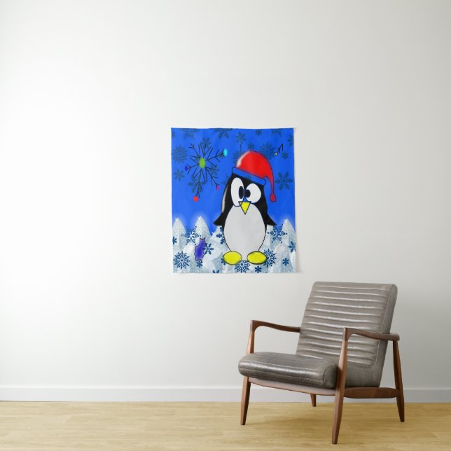 Tapisseries Penguin de Noël (En situation)