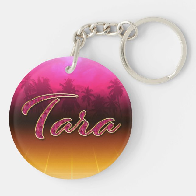 Tara Prénom Golden rose Porte-clés (Dos)