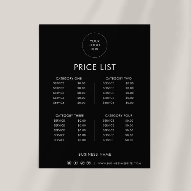 Tarif Formel Minimaliste Noir (Créateur téléchargé)