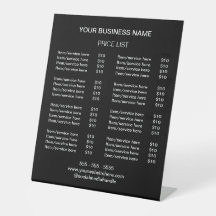 Tarif moderne Panneau Pedestal noir blanc