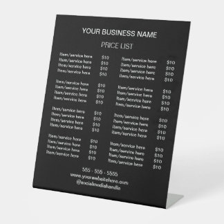 Tarif moderne Panneau Pedestal noir blanc