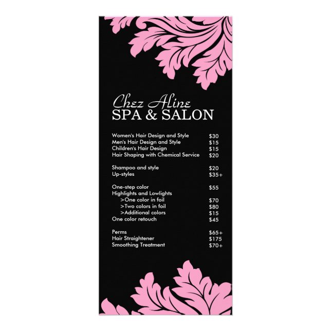 Tarif Salon et Spa et carte en rack (Devant)