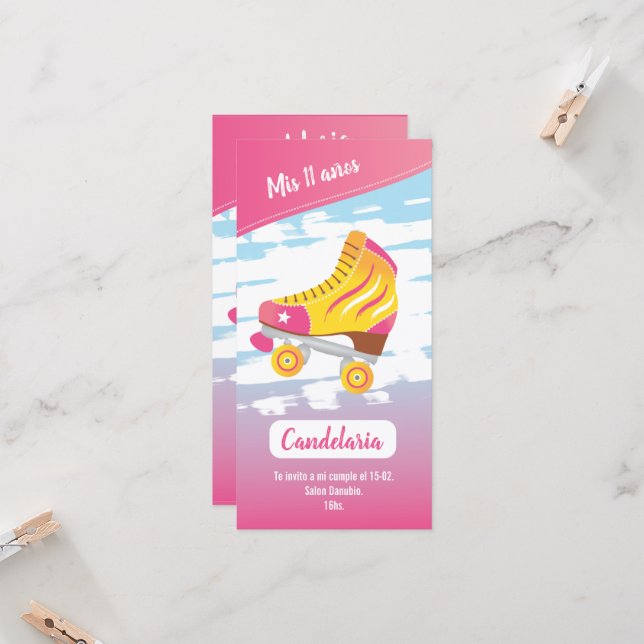 Tarjeta plana, temática patinaje (Devant/Arrière en situation)