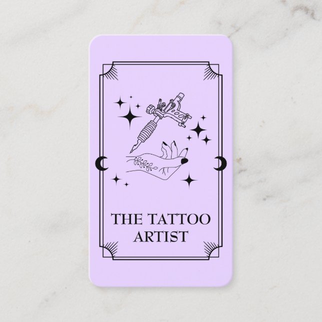Tarot Card Tattoo Artiste Carte de visite céleste (Devant)