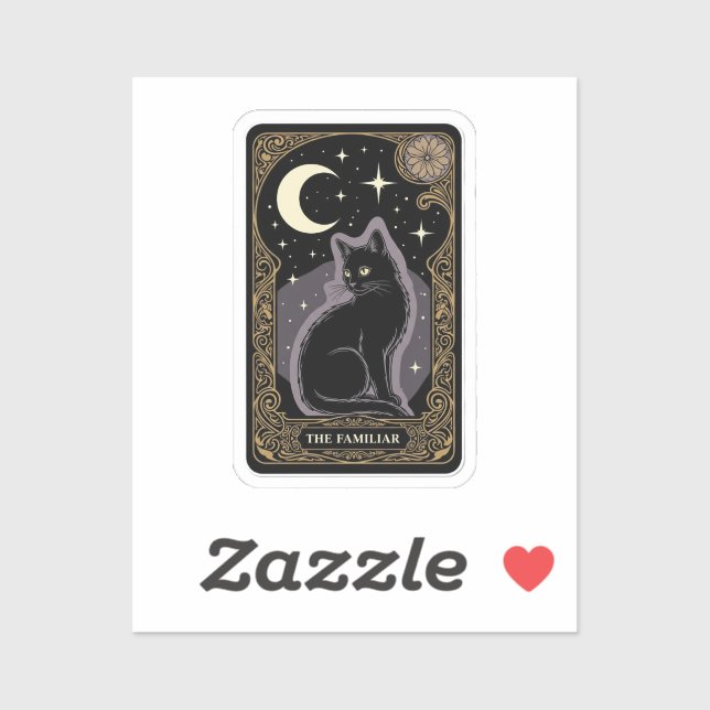 Tarot de chat noir - Sticker mystique "familier" (Feuille)