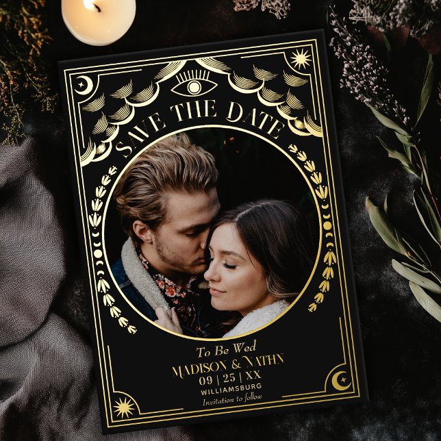 Tarot doré gothique Faire-part de mariage photo (Créateur téléchargé)