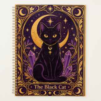Tarot mystique du chat noir violet et or
