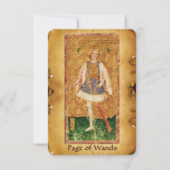 TAROTS DE RENAISSANCE ANTIQUE / PAGE DES WANDS (Devant)