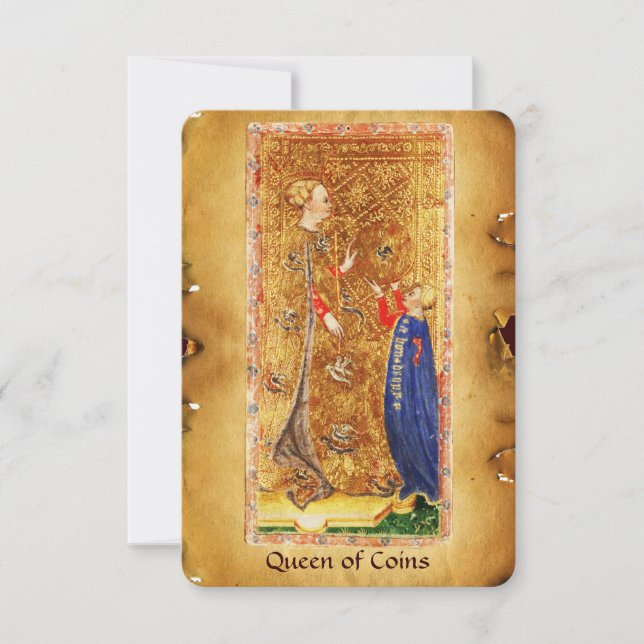 TAROTS DE RENAISSANCE ANTIQUE / REINE DES PIÈCES (Devant)