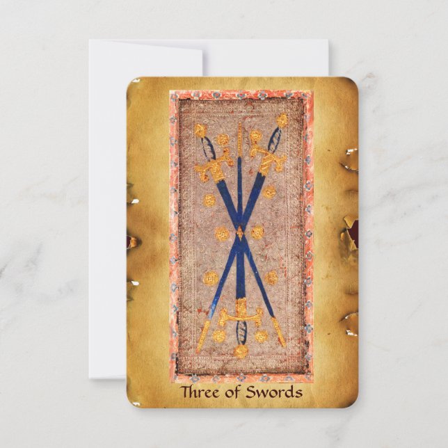 TAROTS DE RENAISSANCE ANTIQUE / Trois épées (Devant)