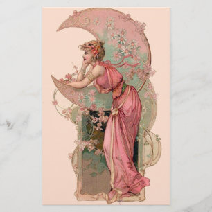 TAROTS/ LADY DE LA LUNE AVEC FLEURS EN ROSE