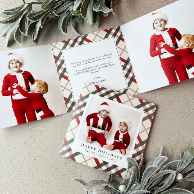 Tartan beige classique Plaid de Noël Tri-Fold Holi (Créateur téléchargé)