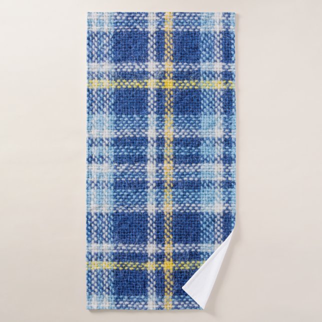 Tartan bleu et jaune ou arrière - plan plaid pour  (Serviette de bain)