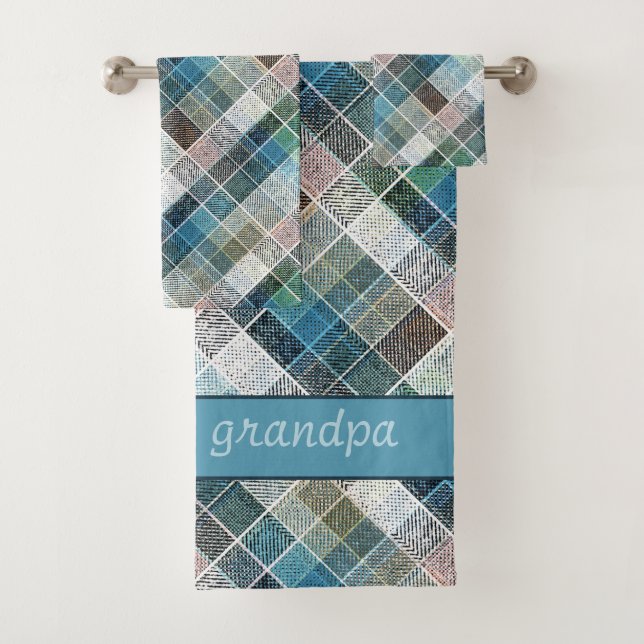 Tartan bleu texturé. (En situation)